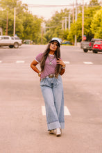 Load image into Gallery viewer, The Clayton Striped Tee in Cabernet