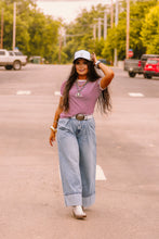 Load image into Gallery viewer, The Clayton Striped Tee in Cabernet