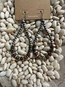 Teardrop Navajo Earrings with Brown/Red Stones