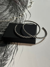 Load image into Gallery viewer, Faux Silver Twist Hoops