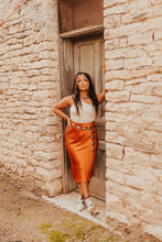 Load image into Gallery viewer, The Spencer Midi Skirt in Rust
