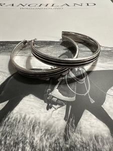 Faux Etched Silver Line Hoops