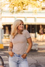 Load image into Gallery viewer, The Clayton Striped Tee in Mocha/Cream
