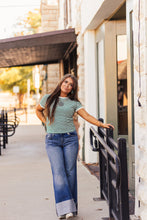 Load image into Gallery viewer, The Clayton Striped Tee in Kelly Green
