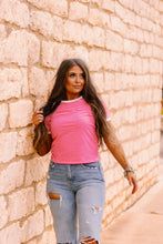 Load image into Gallery viewer, The Clayton Striped Tee in Ruby
