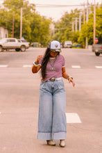 Load image into Gallery viewer, The Clayton Striped Tee in Cabernet
