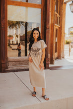 Load image into Gallery viewer, The American Free Bird T-Shirt Dress in Khaki
