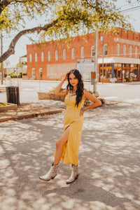 The Jillian Slip Dress in Mustard