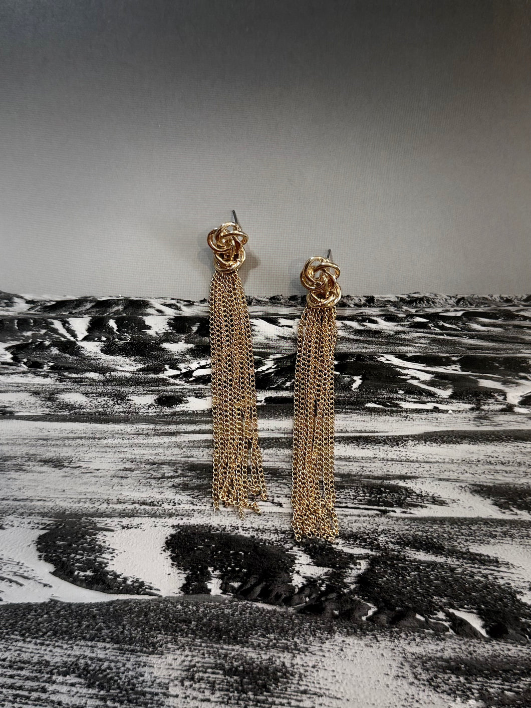 Gold Knot Tassel Earrings