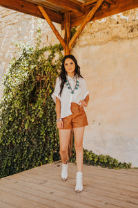 The Regina Leather Shorts in Camel