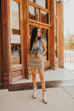 Load image into Gallery viewer, The Destry Mini Dress in Vintage Olive
