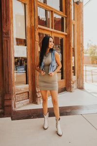 The Destry Mini Dress in Vintage Olive