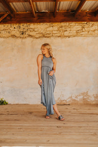 The Theros Dress in Blue Gray