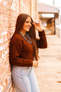 The Cowboy Cardigan in Brown