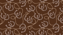 Load image into Gallery viewer, Brown Horseshoe &amp; Rope Silk Twilly

