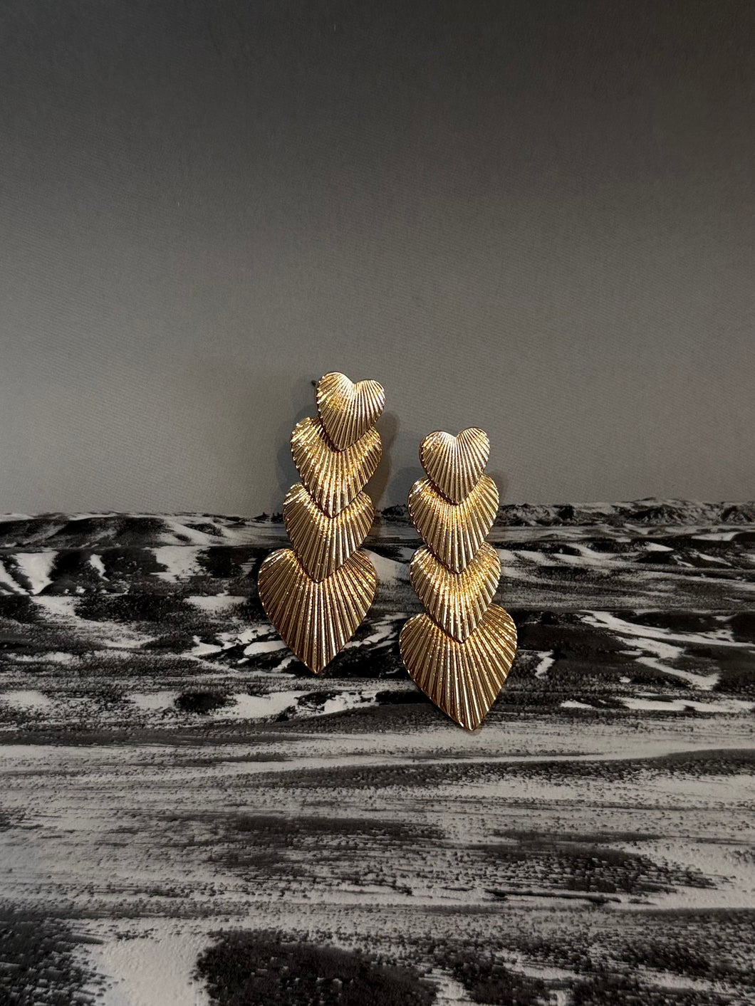 Layered Heart Drop Earrings