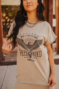 The American Free Bird T-Shirt Dress in Khaki