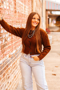 The Cowboy Cardigan in Brown