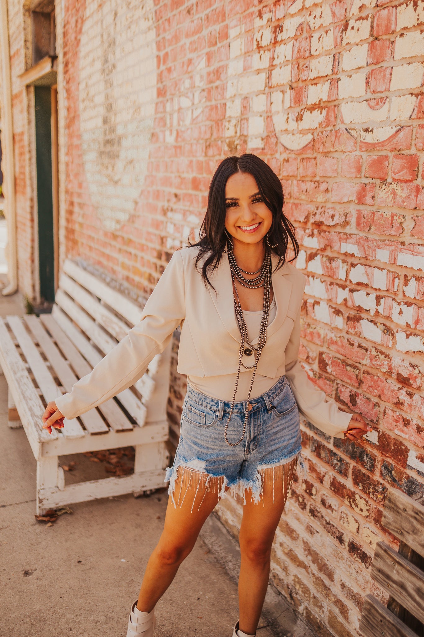 RHINESTONE DENIM SHORTS