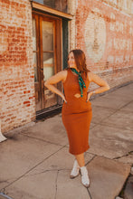 Load image into Gallery viewer, The Hazer Midi Dress in Rust

