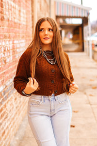 The Cowboy Cardigan in Brown