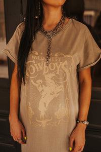 The Wild West Cowboys T- Shirt Dress in Khaki