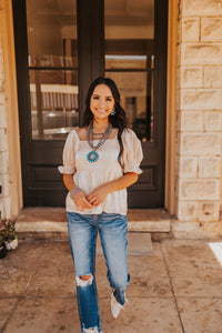 The Jaelyn Top in Champagne