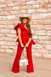 The Roxton Jumpsuit in Red