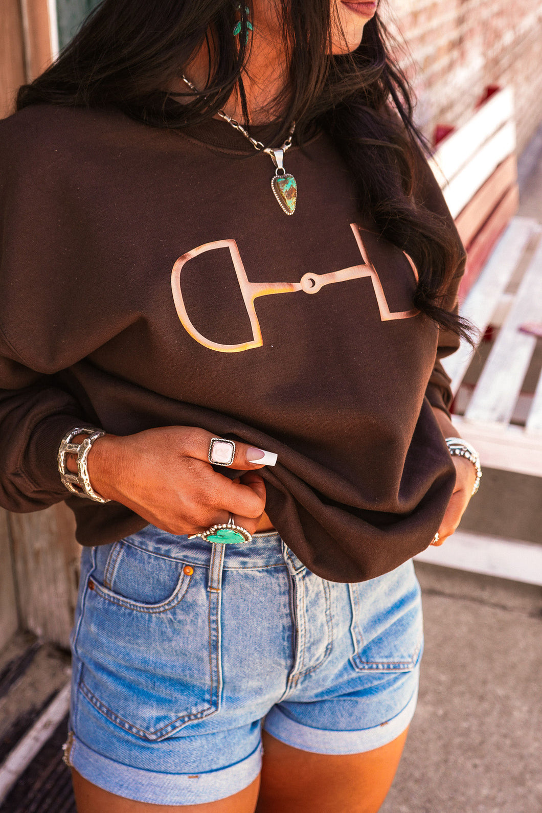 The Horse Bit Crewneck in Chocolate