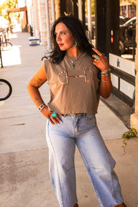 The Horse Bit Muscle Tank in Tan