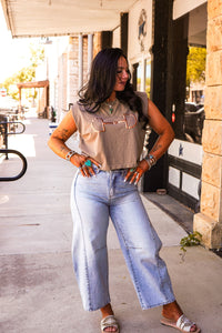 The Horse Bit Muscle Tank in Tan