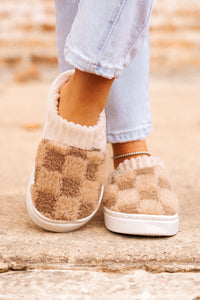 Checkered Fuzzy Slippers