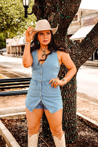 The Slater Romper in Denim