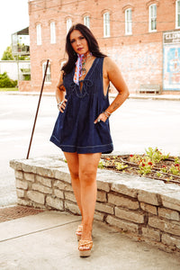 The Willa Romper in Dark Denim