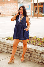 Load image into Gallery viewer, The Willa Romper in Dark Denim
