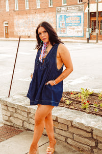 The Willa Romper in Dark Denim