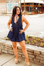 Load image into Gallery viewer, The Willa Romper in Dark Denim
