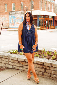 The Willa Romper in Dark Denim