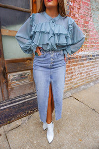 The Kyra Top in Foggy Blue