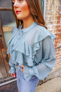 The Kyra Top in Foggy Blue