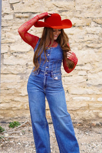 The Kacey Lace Top in Red