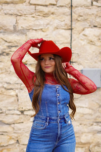 The Kacey Lace Top in Red