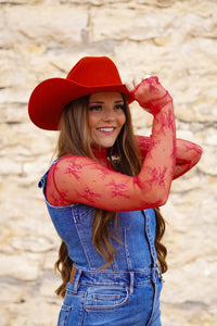 The Kacey Lace Top in Red