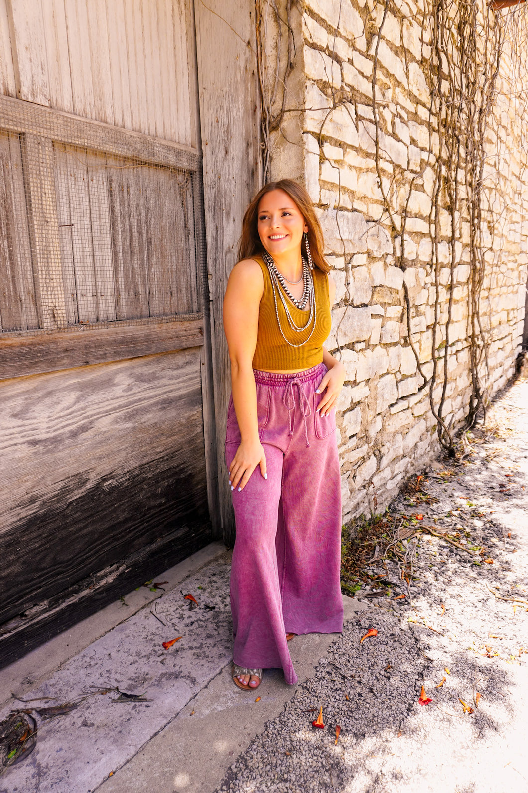 The Robin Wide Leg Pants in Mauve