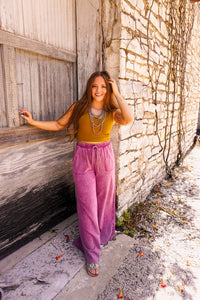 The Robin Wide Leg Pants in Mauve