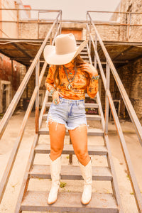 The Sedona Roper Mesh Top in Rust