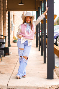 The Horseshoe Sweater Vest in Pink