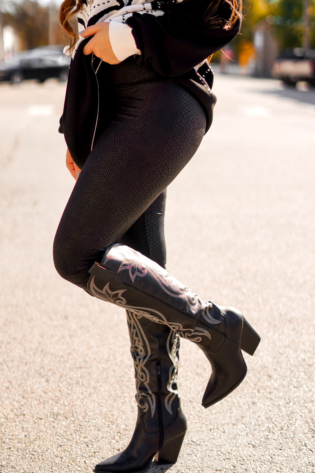 Black Snakeskin Leggings