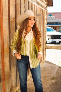 The Ditsy Daisy Stripe Pearl Snap
