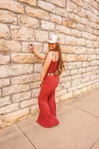 The Cree Jumpsuit in Burgundy